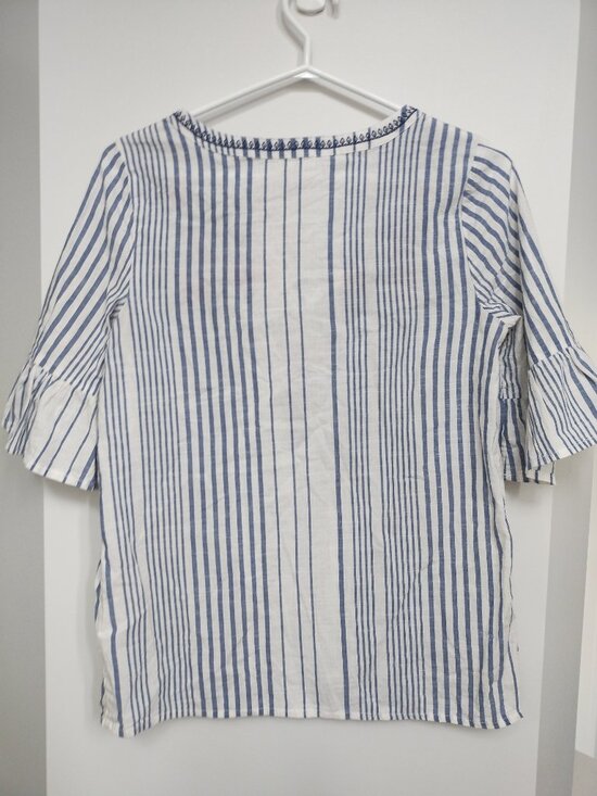 Embroidered 100% cotton bell 3/4 sleeve pullover tunic - Picture 6 of 7